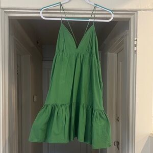 Elegant Green Spaghetti Strap Mini Dress